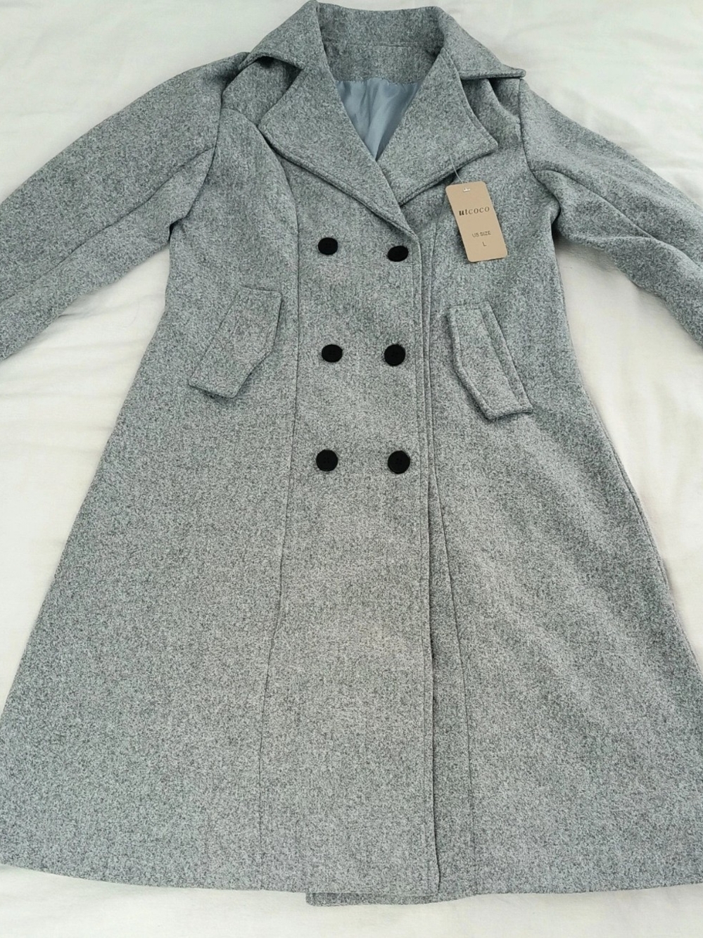 Women's Jacket Utcoco Grey Double Breasted Peacoat Size U.S  Large
